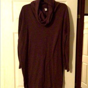 A purple turtle neck dress